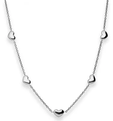 Produktbild von 1,6mm Armband Fantasiekette Herzen Armschmuck aus 925 Silber rhodiniert 19cm