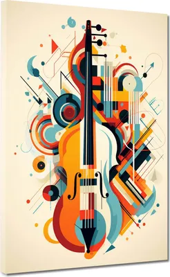 Produktbild von Abstrakt moderne Violine Leinwandbild Wandbild Kunstdruck XL Wanddeko: 60x80x4cm