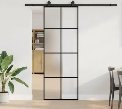 Immagine prodotto di BEI CLORIS Porta scorrevole con raccordo nero 76x205 cm vetro ESG - Porte per ambienti New6293627 2parti