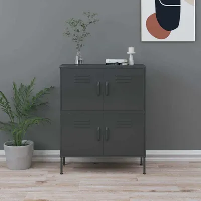 Produktbild von "2026 Promotion" Mehrzweckschrank, Flurschrank Lagerschrank, Anthrazit 80x35x101,5 cm Stahl - Kommoden CC19596