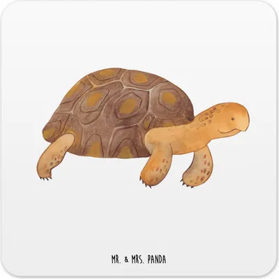 Produktbild von Mr. & Mrs. Panda Tischuntersetzer Schildkröte Marschieren 6er Set - Weiß - Geschenk, Getränkeuntersetzer, Glas-Untersetzer, Schildkröten, Neustart, Coaster, Meer