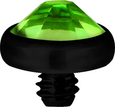 Produktbild von Karisma Micro Aufsatz Dermal Anchor Piercing G23 PVD Blackline Kristall Stein - Leicht Grün.BK-TIADJN.4mm.PE