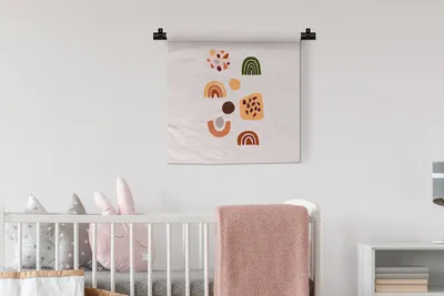 Produktbild von MuchoWow® Wandteppich Wandbehang Winter - Regenbogen - Altrosa 60x60 cm Tapisserie Dekoration Wandtuch - Dekorationen - Wand Decke