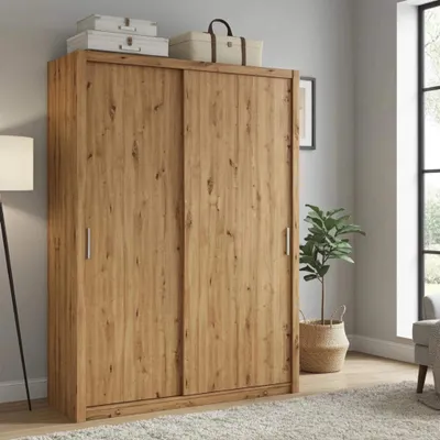 Produktbild von Schiebetürenschrank Zenit 200 cm, Schlafzimmerschrank, Schwebetürenschrank, Schrank (Farbe: Artisan Eiche, ohne Spiegel)