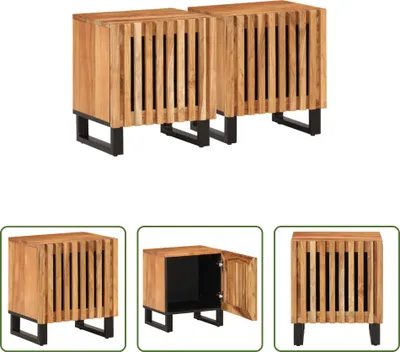 Produktbild von The Living Store Nachttische 2 Stk. 40x34x46 cm Massivholz Akazie