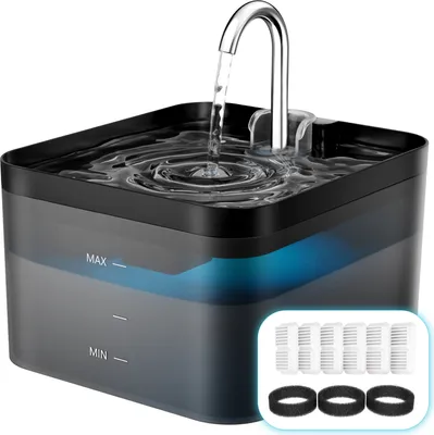 Produktbild von Katzen und Hunde automatischer Trinknapf, Trinkbrunnen, Wasserbrunnen für Hunde und Katzen 2,2L, Tiertrinknapf, Inkl. 6 Filter und 3 Schwämme, Schwarz