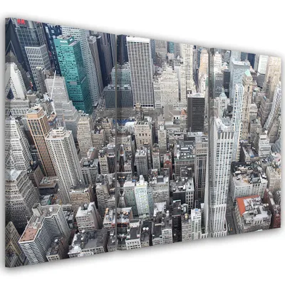 Produktbild von Triptychon auf leinwand städte und architektur - grau 120x80 cm Feeby grau wandbild bereit zum aufhängen
