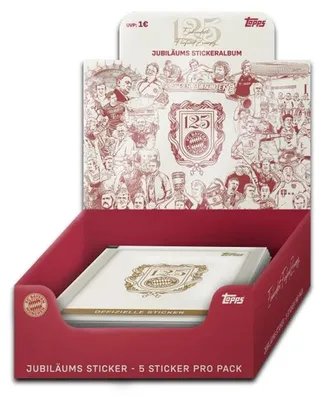 Zdjęcie produktu dla FC Bayern Monachium – 125 lat – naklejki kolekcjonerskie – 1 ekspozytor (30 torebek)