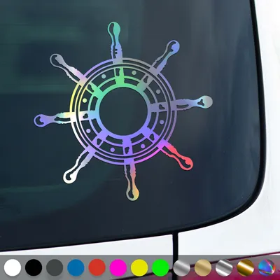Produktbild von PantherPixel Steuerrad Aufkleber Meer Nordsee Ostsee Schiff Sticker Auto Geschenkidee Farbe Oilslick-Hologramm