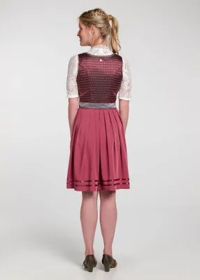 Produktbild von Wiga 2-teiliges Midi-Dirndl Kleid Dirndl Trachtenkleid Rocklänge 55cm, Farbe:Rot, Größe:44/2XL