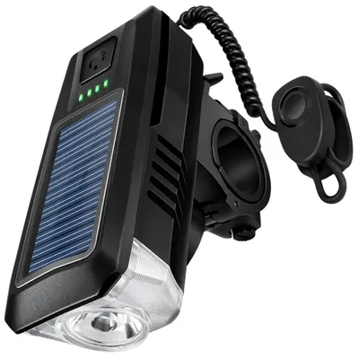 Obrázek produktu pro Solární LED světlo na kolo se zvonkem, 120 dB, vodotěsné