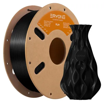 Produktbild von PLA+ Filament - 3D Drucker Filament 1,75 mm - 1 kg Spule - Für FDM 3D Drucker und 3D Stift - Maßhaltigkeit ±0,03 mm - Schwarz