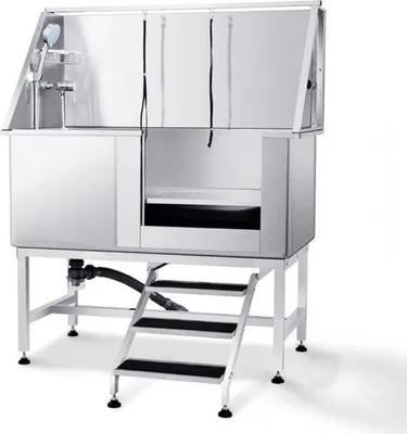 Immagine prodotto di Vasca da bagno per cani 127 cm - Acciaio inossidabile - Max. 150 kg - Apertura laterale