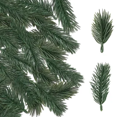 Produktbild von 100 künstliche Kiefernzweige (50 x 6 cm, 50 x 8 cm), Dekoration für Adventskränze, Weihnachtsdekoration, realistisch aussehende künstliche Kiefernzweige, zum Basteln von Geschenkverpackungen, Tischdekoration