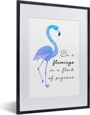 Produktbild von MuchoWow® MuchoWow® Gerahmtes Poster Blau - Lila - Flamingo 30x40 cm - Poster mit zchwarzem Bilderrahmen - Wandposter Schlafzimmer