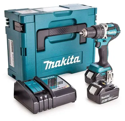 Image de Perceuse Visseuse à Percussion MAKITA DHP484RTJ 18V Li-ion Ø13mm (2 x 5Ah) + chargeur + Mak-Pack complet
