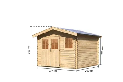 Productafbeelding van Houten tuinhuis, 38 mm blokken, tuinhuis/schuur, Felsenau, 3 natuurlijke blokken, 297x297x239 cm