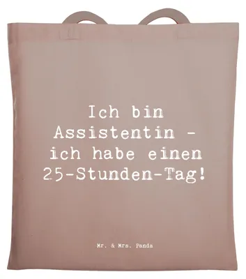 Produktbild von Mr. & Mrs. Panda Shopping Tasche Spruch Assistentin Zauber - Braun Pastell - Geschenk, Einkaufstüte, Organisation, Laptoptasche, Unterstützung, Einzigartig, Schultasche
