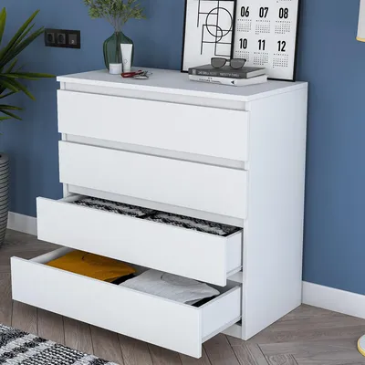 Immagine prodotto di Gorle - Cassettiera, 80x47x98h cm Bianco, 4 Cassetti