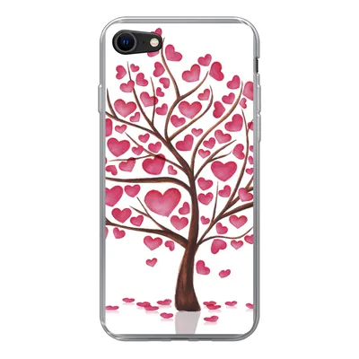 Produktbild von MuchoWow® Handyhülle Schutzhülle Hülle für iPhone 8 Eine Illustration eines Baumes mit Herzen Silikon Softcase Handy Hülle - Schutzhaube