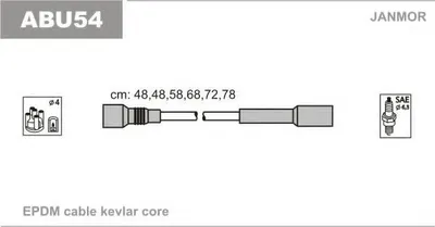 Produktbild von JANMOR ABU54 Zündkabelsatz Zündleitungssatz für AUDI A4 Limousine (8D2, B5) A4 Avant (8D5, B5) Cabriolet (8G7, B4) A8 (4D2, 4D8) A6 Avant (4A5, C4)