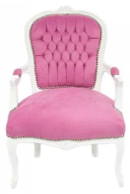 Produktbild von Casa Padrino Barock Salon Stuhl Mod1 Rosa / Weiss