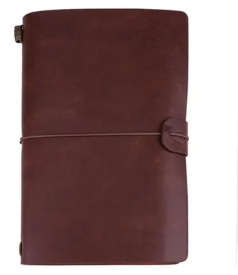 Zdjęcie produktu dla Notatnik w stylu vintage, skóra PU, ciemnobrązowy, wielokrotnego użytku, z zapięciem na klamrę, wymiary 20,8 x 12,8 cm