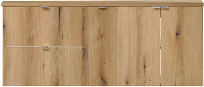 Produktbild von Doppelwaschtisch 'Skelbolu' 140x60x40 cm mit 3 Türen und 2 Schubladen Eiche