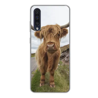 Produktbild von MuchoWow® Handyhülle Schutzhülle Hülle für Samsung Galaxy A50 Schottischer Highlander - Hörner - Berg Silikon Softcase Handy Hülle - Mobiltelefonhülle