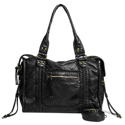 Image de Grand sac à bandoulière pour femmes en cuirPolyuréthaneau look vintage