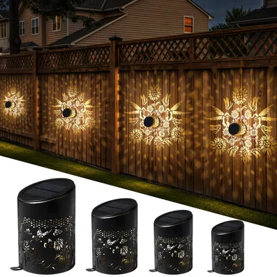 4 Solarleuchten Außen, LED-Gartenleuchten, wasserdicht, Dekor