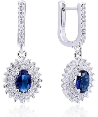 Produktbild von Schillernde Silberohrringe mit blauem Zirkonia AGUC2247