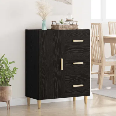 Image de vidaXL Sideboard noir imitation chêne 34 x 69,5 x 90 cm Bois composite