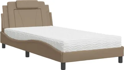 Produktbild von vidaXL Bett "Viana" mit Matratze Cappuccino-Braun 100x200 cm Kunstleder