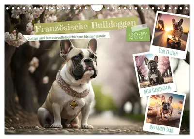 Produktbild von Französische Bulldoggen (Wandkalender 2027 DIN A4 quer), CALVENDO Monatskalender