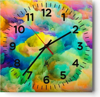 Produktbild von Wanduhr - Quadrat - Glasuhr - Abstraktion modern - 30x30cm - Schleichendes Uhrwerk - Lautlos - zum Aufhängen bereit - Dekoration Modern - Wanddekoration aus Glas - C4AC30x30-4055