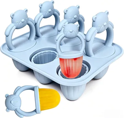 Produktbild von Eiswürfelform Baby-Eisform aus Silikon für Kinder, 6 x 18 ml, BPA-freie Baby-Eisformen mit Kaugriff, wiederverwendbare Eisformen, Eis am Stiel-Form fü