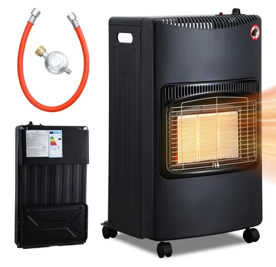 Produktbild von Vigevee Gasofen Keramik 4200 Watt mit 3 Stufen, Sauerstoffmangelsicherung, Gasschlauch & Regler, 5 Rollen