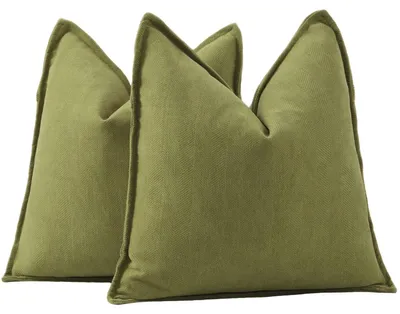 Produktbild von 2er Set Chenille Kissenbezüge Moosgrün 45x45 cm