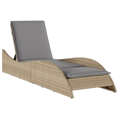 Produktbild von vidaXL Sonnenliege mit Auflage Beige 60x205x73 cm Poly Rattan