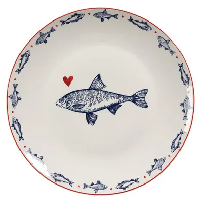 Immagine prodotto di Piatto da colazione Clayre & Eef Ø 20 cm Pesce in porcellana bianca e blu