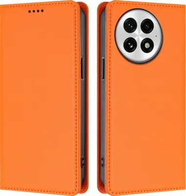 Immagine prodotto di Custodia in pelle per OnePlus 13, flip case magnetico in Finto cuoio con supporto Arancione