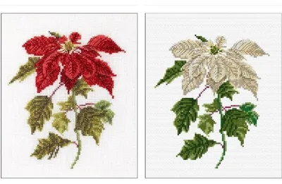 Obrázek produktu pro Thea Gouverneur, výšivací sada "Poinsettia Aida", s návodem k výšivce, rozměry 22x38 cm