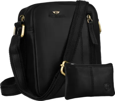 Obrázok produktu pre Peterson pánska kožená crossbody taška čierna 20x17 cm