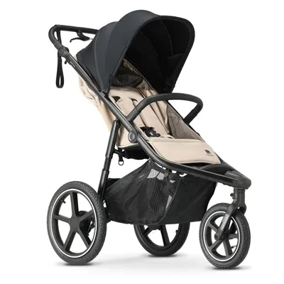 Produktbild von DERYAN Luxe Bolt Jogger-Kinderwagen - Jogging Buggy - Läufer - Inklusive Moskitonetz und Pumpe - Creme
