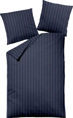 Produktbild von jilda-tex Wendebettwäsche Melange-Flanell (Dark Pinstripes Blue) 200x200cm