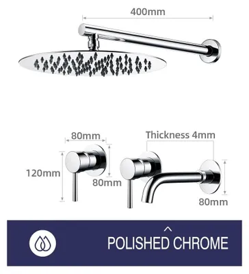 Produktbild von Regendusche Duscharmatur - Duschset Mit Auslauf - Messing - Sedal Keramikkartusche - 2-Wege Warm/Kalt Mischer - 20 cm Runder Duschkopf - 21 cm Auslauf - Chrom