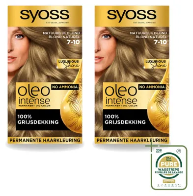 Produktbild von 2 x Syoss Oleo Intense 7-10 Permanente Haarkleuring - Natuurlijk Blond - Vorratspackung - 2 Stücke