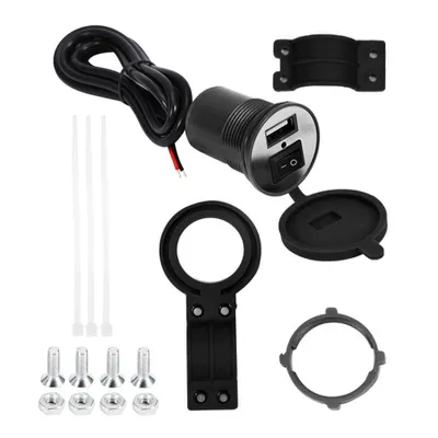 Obrázek produktu pro Držák telefonu na řídítka motocyklu, vodotěsná USB nabíječka DC 12 V s vypínačem (černá)