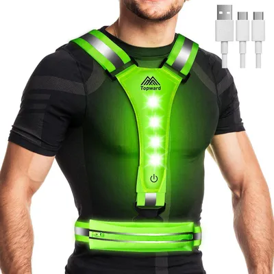 Produktbild von LED Laufweste Warnweste Fahrrad Grün wiederaufladbar USB-C wasserdicht einstellbar